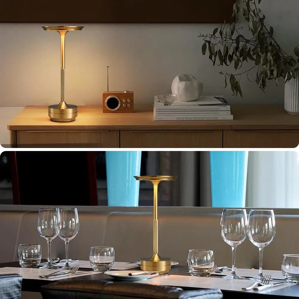 Essential Lamp with LED, Battery, Usb Port - Gold, Black, Silver Aluminum Alloy for Patio, Home Model F436CD