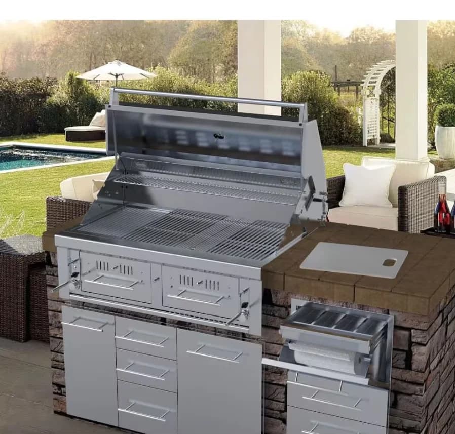 Efficient Combo Grill with Burn Charcoal or Wood Logs in Drawers, Combined 35,000 BTU Burners - Stainless Steel Stainless Steel Model C2569B