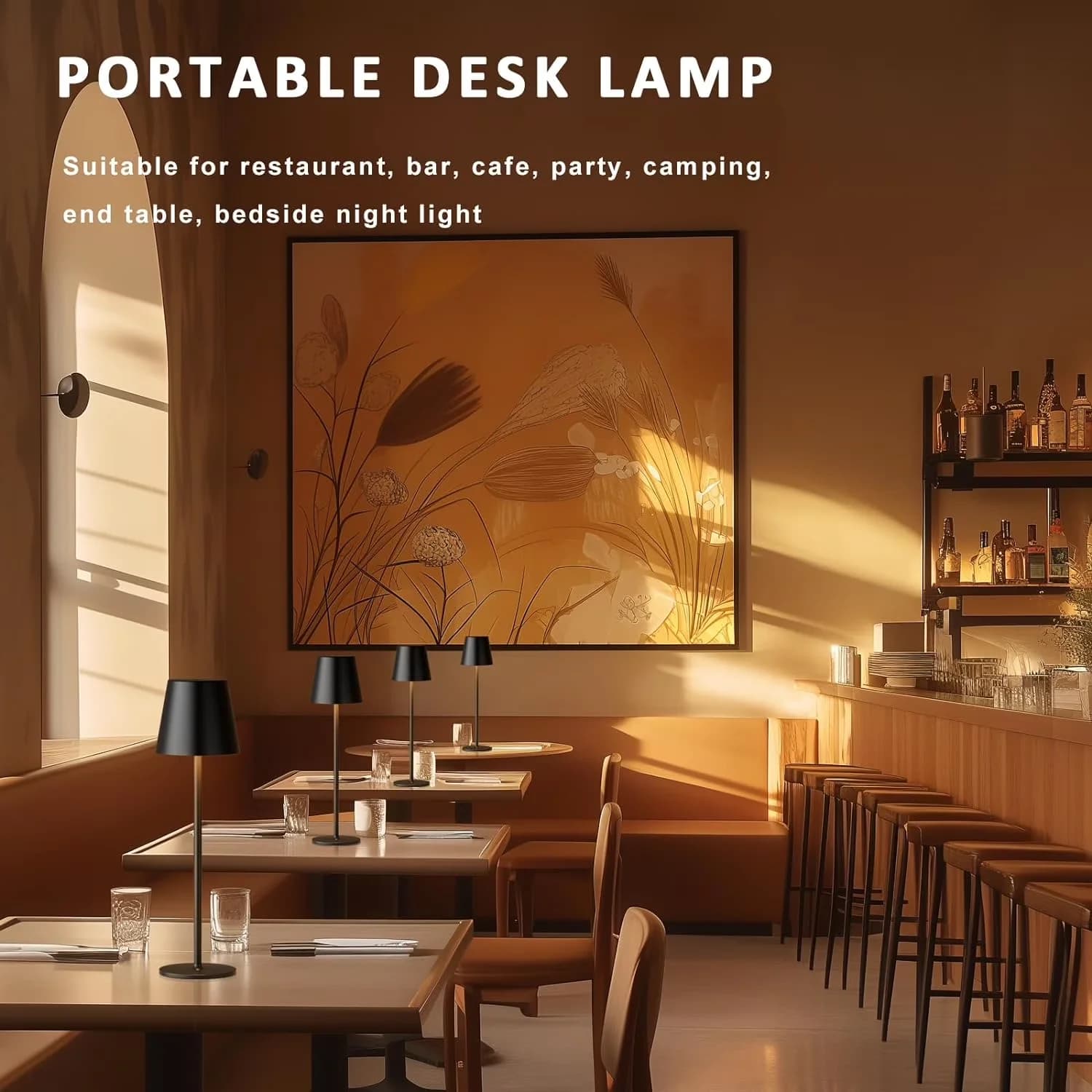 Stylish Lamp Set with LED, Battery, Cordless Table Lamps - Multicolor Metal Model 2EE6CF