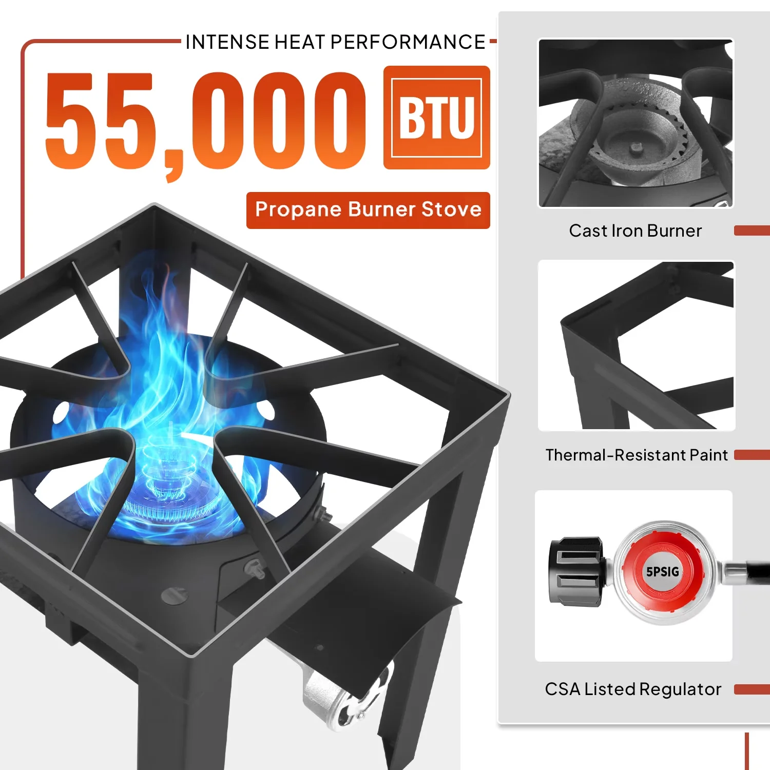 Outdoor Fryer Compact with 55000 BTU, Crawfish Boiler, Fish - Stainless Steel Silver Model 843CC7