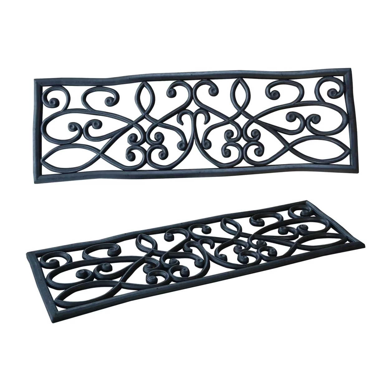 Building Material Quality with Rubber Scrollwork Stair Tread 4 Pack - Black Rubber Model 7EFD28