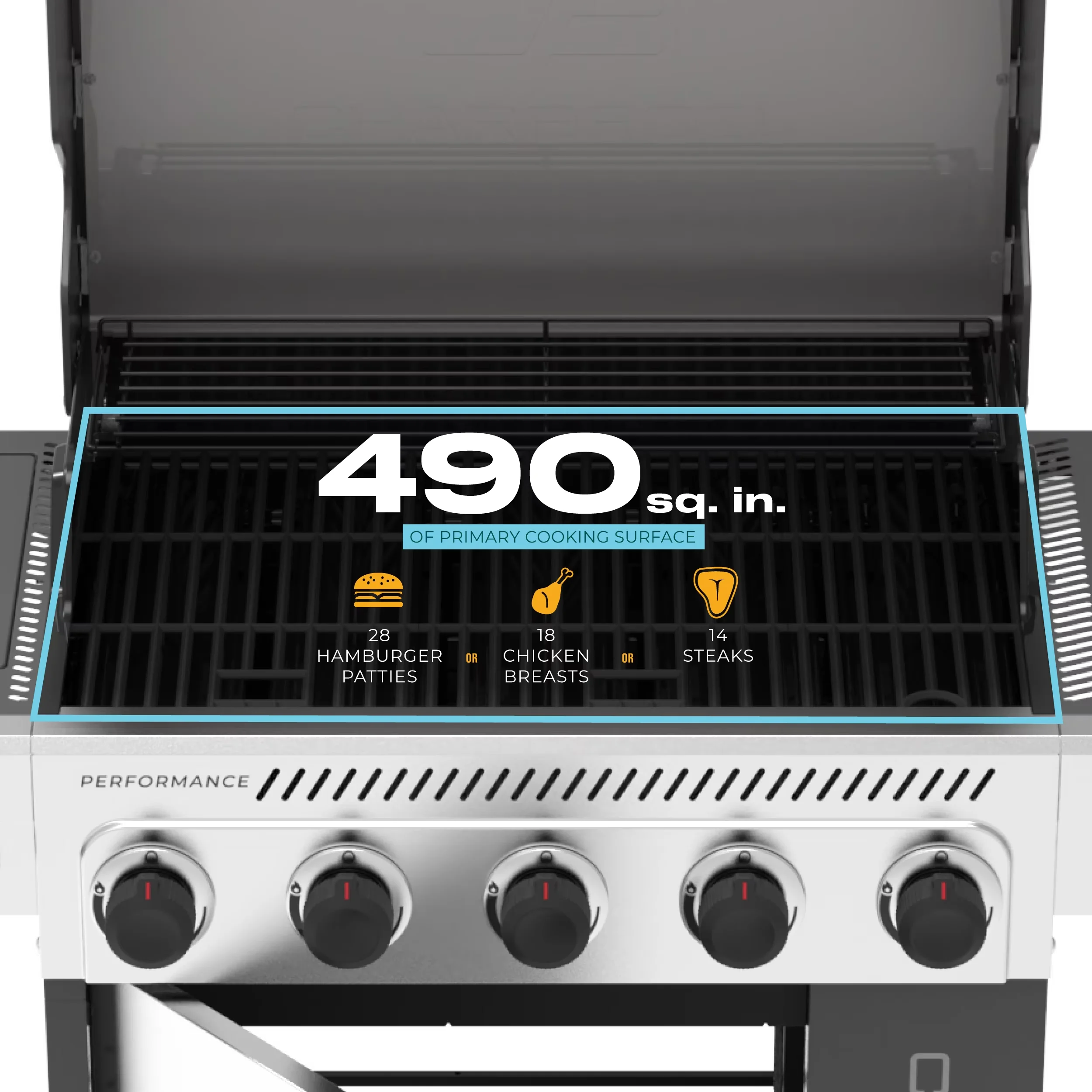 Durable Gas Grill with Grease Pan, Tool Holder - Silver Stainless Steel Model 784511