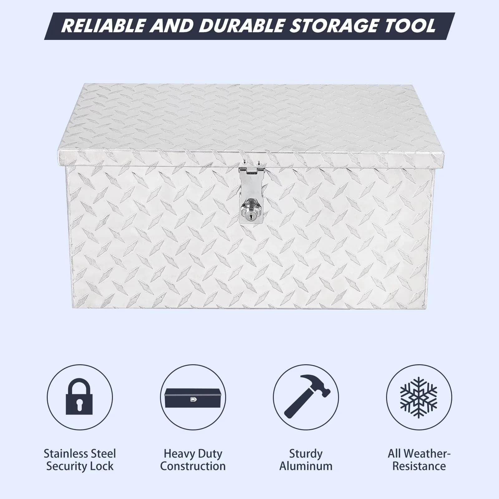 Modern Toolstorage with Waterproof, Lockable, Lock & Keys - Silver Aluminum Model 97B9E0