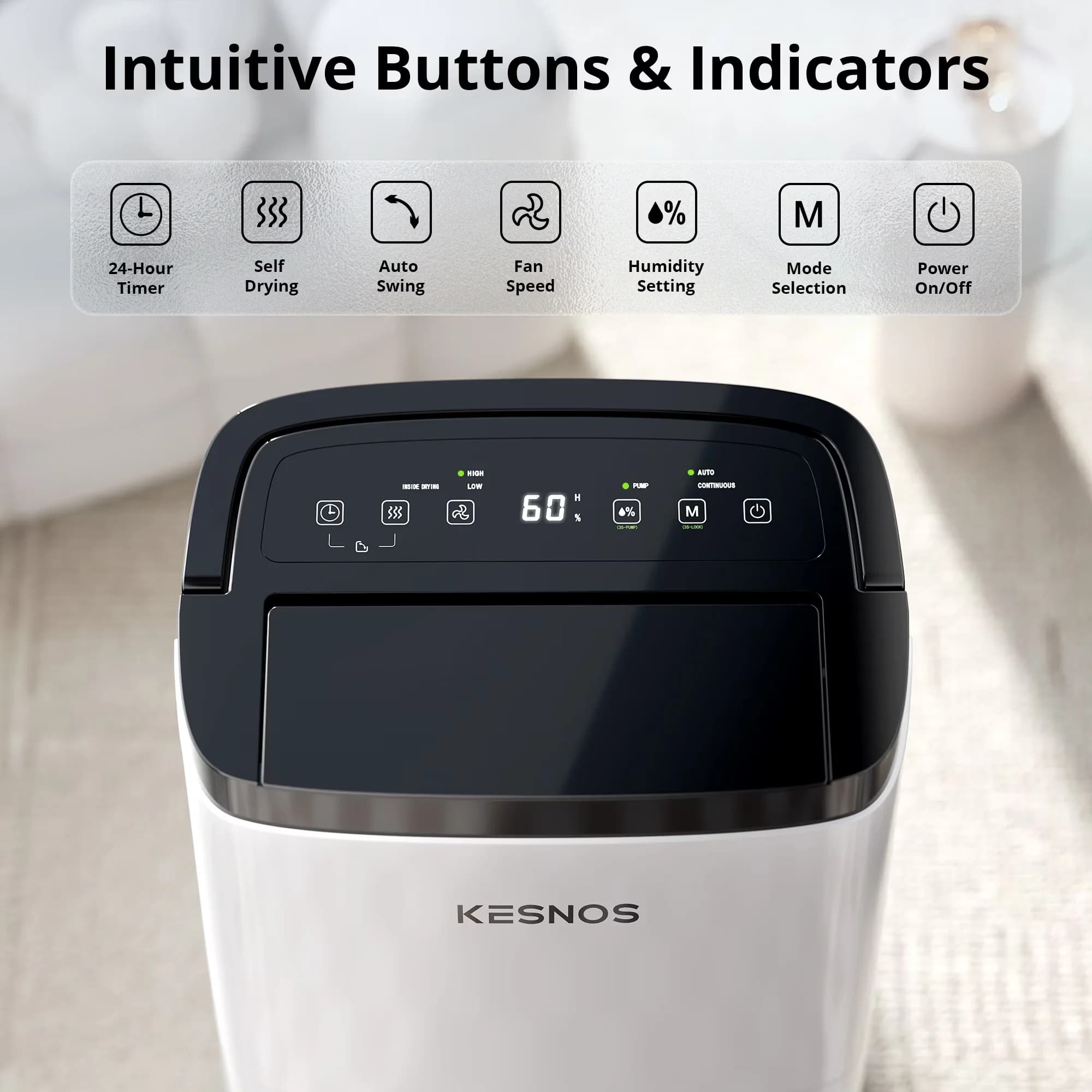 Dehumidifier Modern with Automatic Defrost Control, Energy Efficient, Kesnos 150 Pint for Home - Model 06ED5D