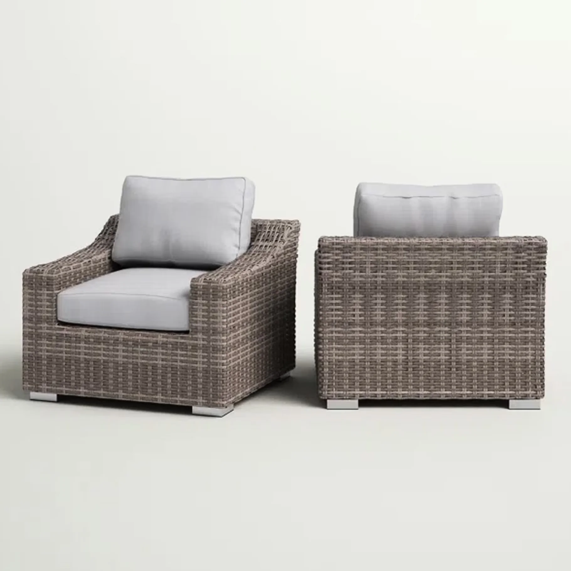 Sleek Patio Conversation Set with Feet Accent, Luxury Outdoor Seating, 32.5in Depth X Width 25.25in Height - Gray Aluminum Model 2E0041