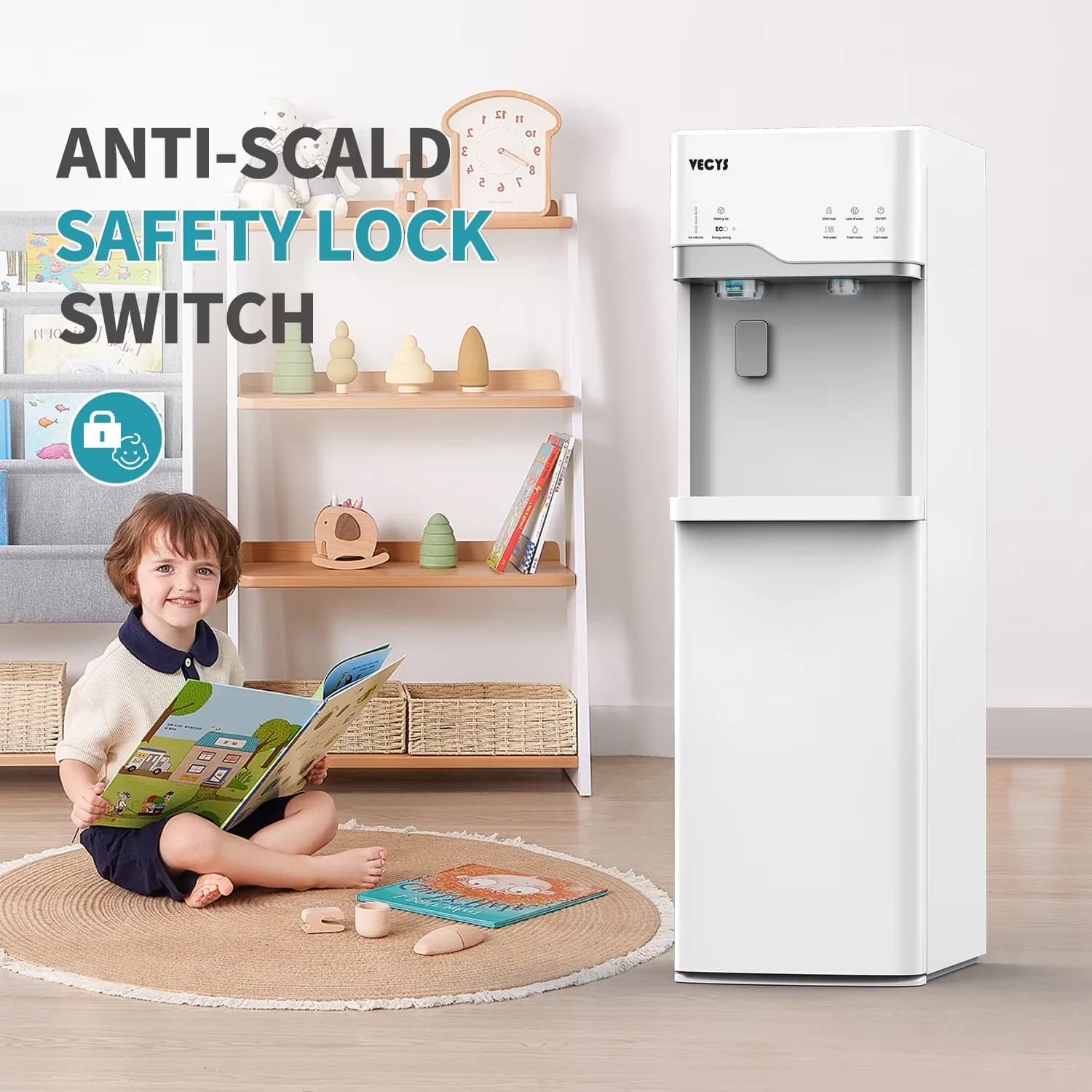 Classic Water Filtration with Child Safely Lock - White Plastic 22LBS - Low Maintenance Model 1AC67C