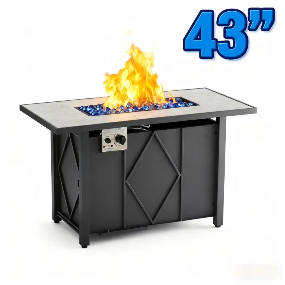 Outdoor Heating Durable with 50000 BTU, Adjustable Flame - Black Tile, Iron Model 09EBC7