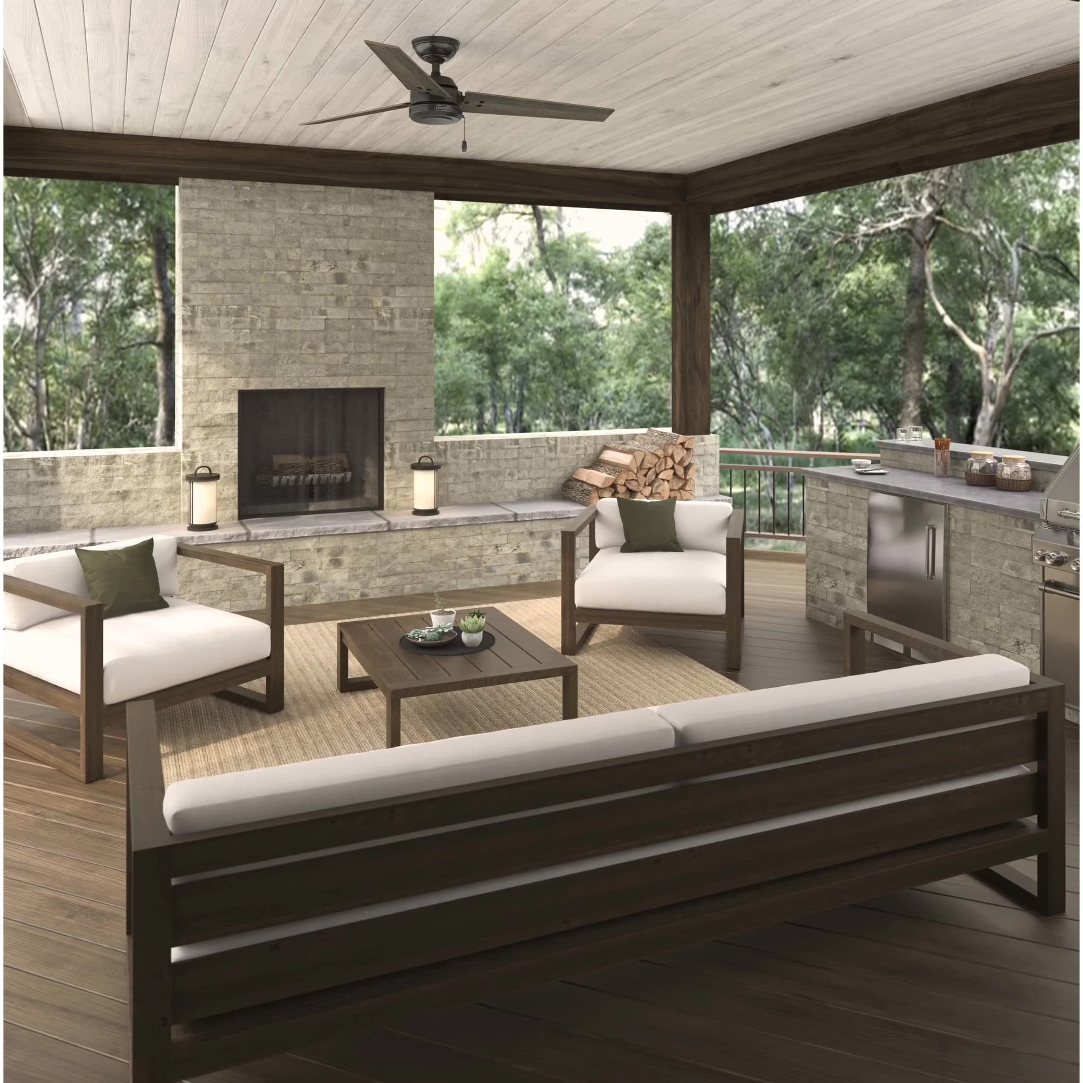 Compact Ceiling Fan with Reverse Airflow, Farmhouse, Reversible Blades - Bronze Not Included Zzz Model A5A988