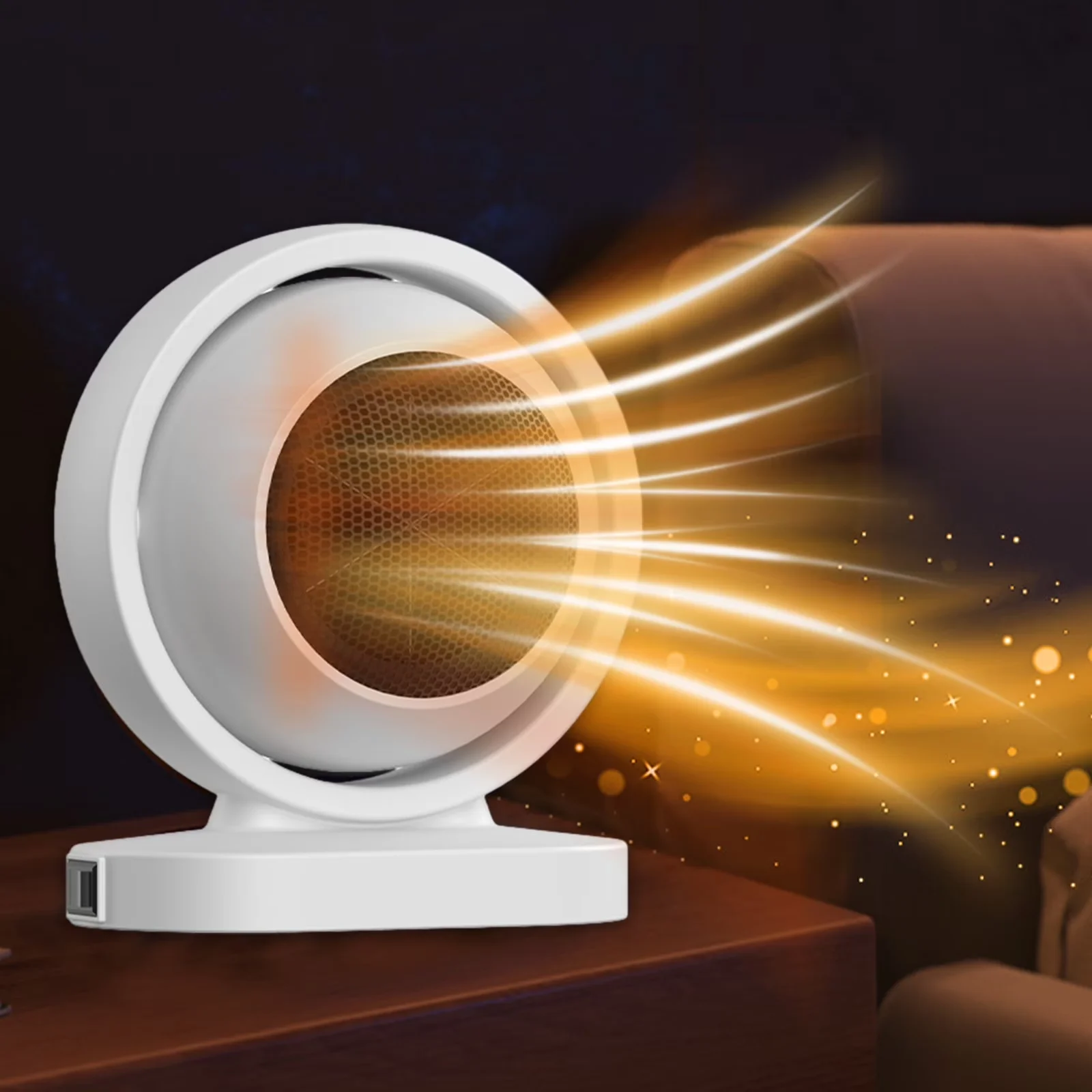 Stylish Portable And Electric Space Heater with 380W, Fire-Resistant, Heating Small Desk Fan Quiet - White Model CCA31E