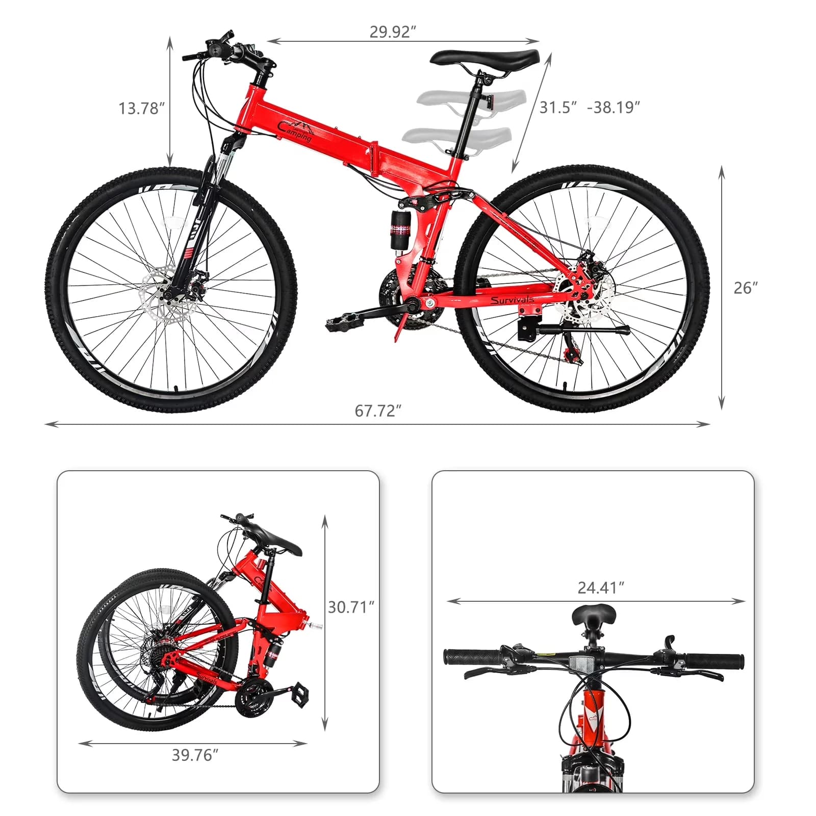 Compact Mountain Bike with Weatherproof - Red 21 for Home and Office Model FFA38E