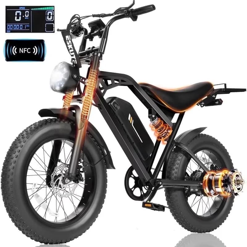 Professional Electric Bike with Battery, Adjustable Speed, Frame Material: High Carbon Steel - Black Model C0155D