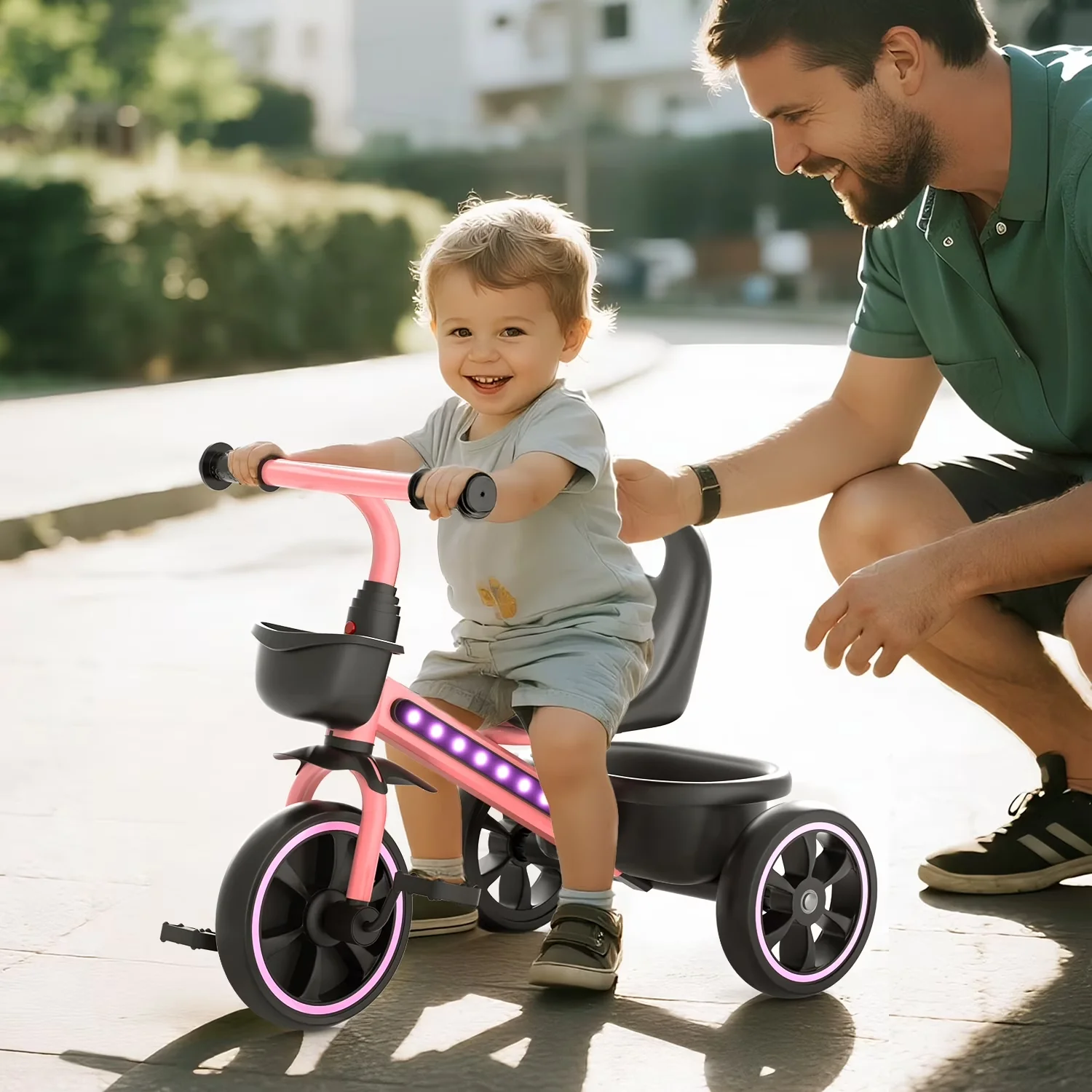 Kids Bike Classic with Adjustable Seat, Toddler Tricycle - Pink 1-4 - Rustic Charm Model B849BB