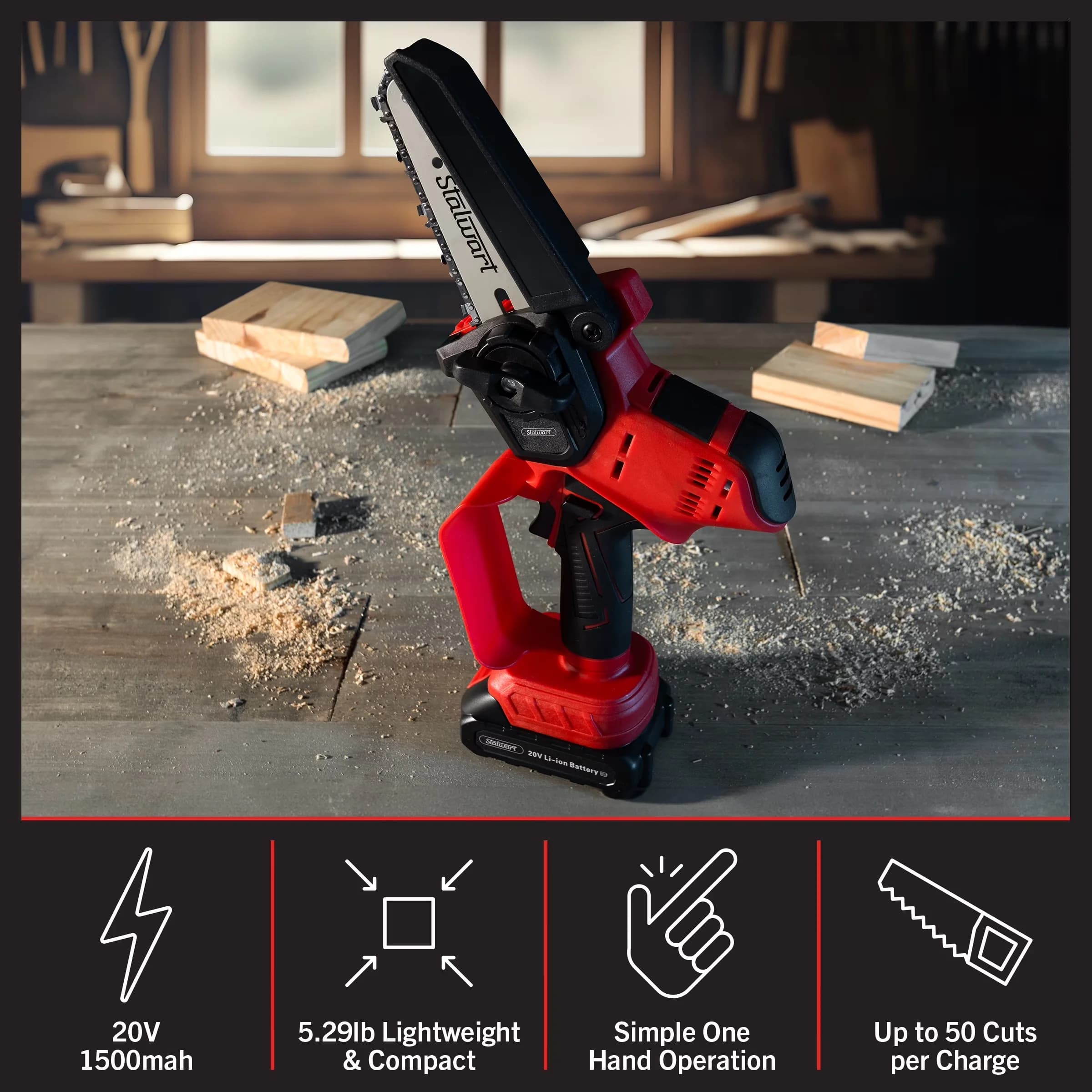 Essential Chainsaw with Battery, 20V, 5-Inch Mini - Black - Universal Fit Model 9BAE81