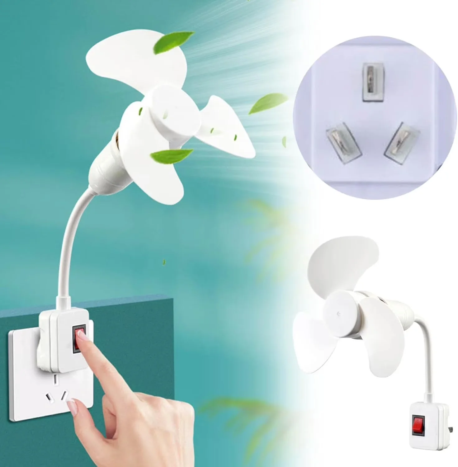 Essential Fans In Cooling with Quiet Socket Fan, Mini Plug-in Wall Fan - Plastic, Metal Model 01610B