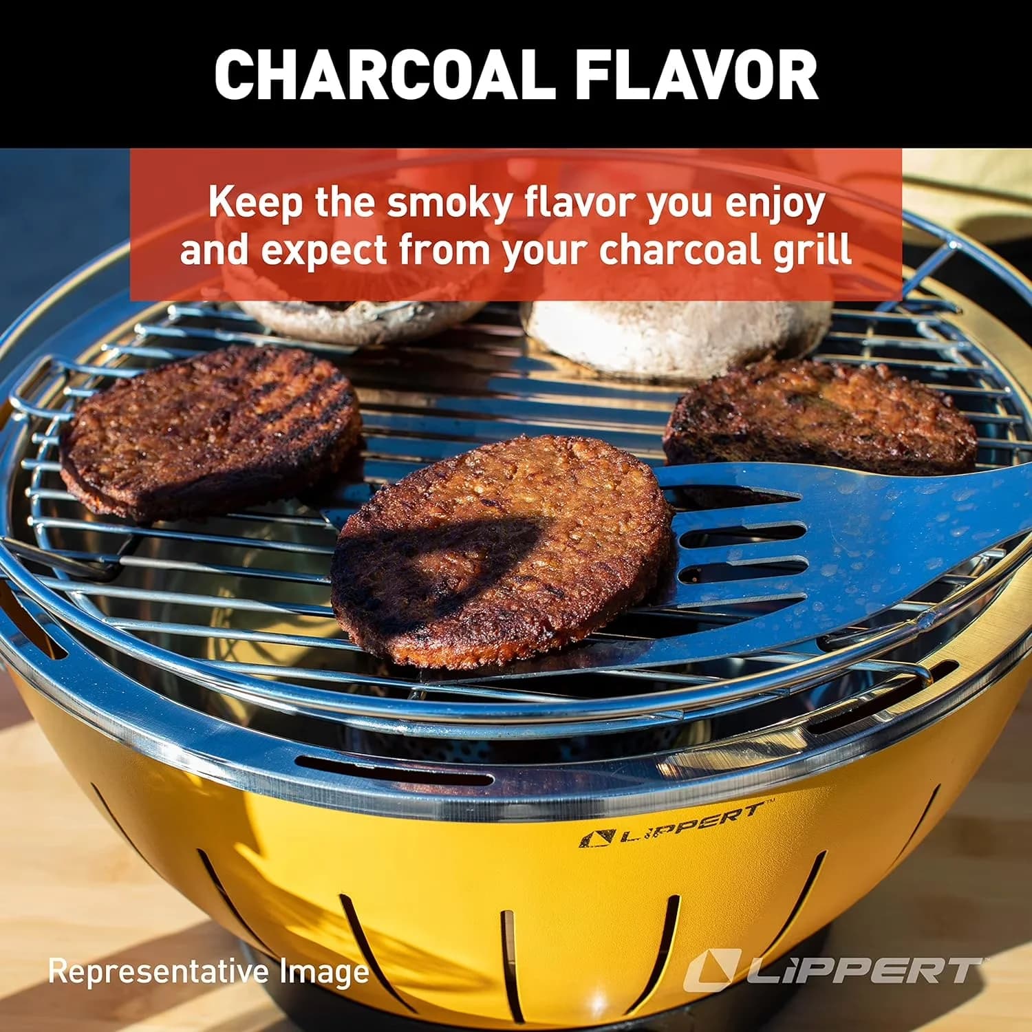 Compact Charcoal Grill with Portable, Odyssey Portable - Red Stainless Steel Model D926AE