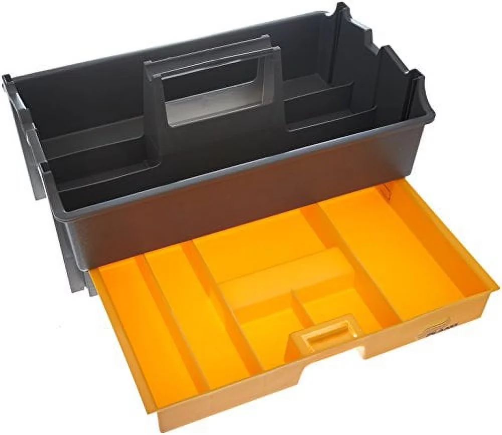 Sleek Toolstorage with Storage, 9 Compartment Tote Tray - Polypropylene Gray Model F740FE