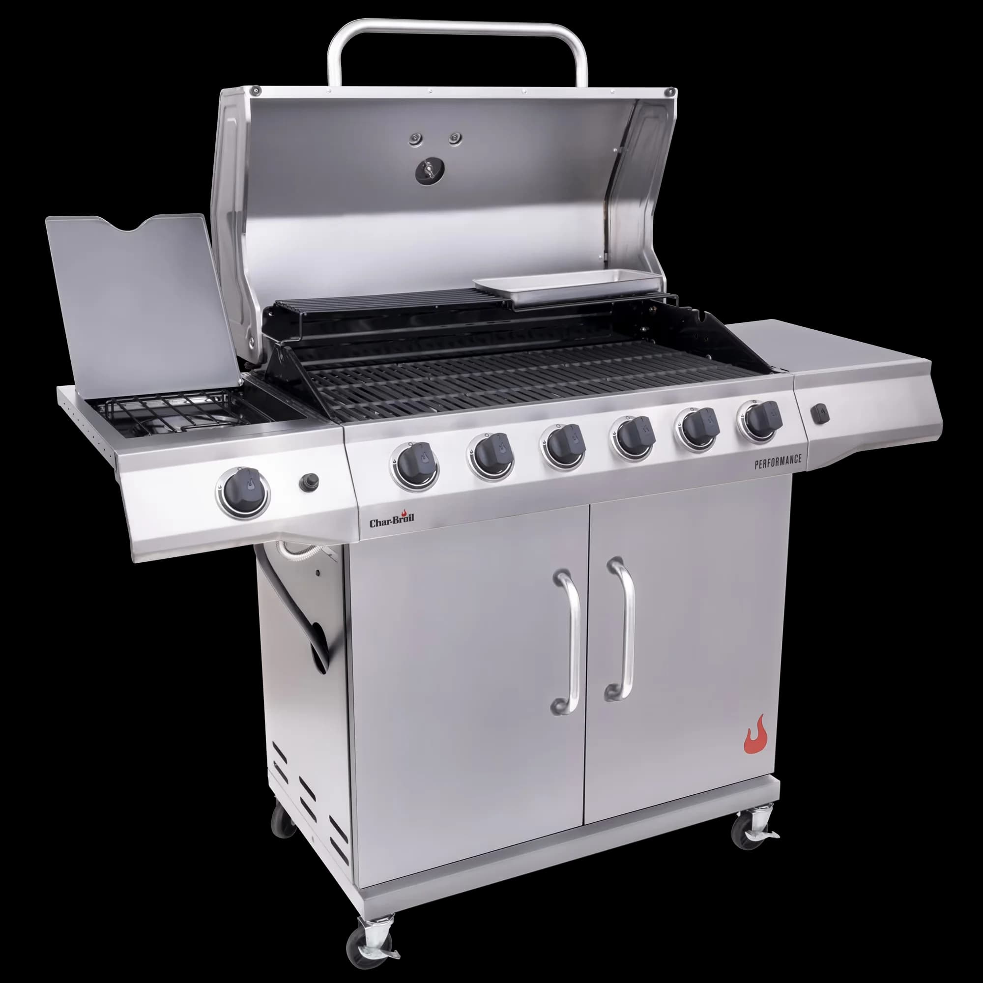 Durable Gas Grill with Enclosed Cabinet, Heat Thermometer - Stainless Steel Model 66F0D2