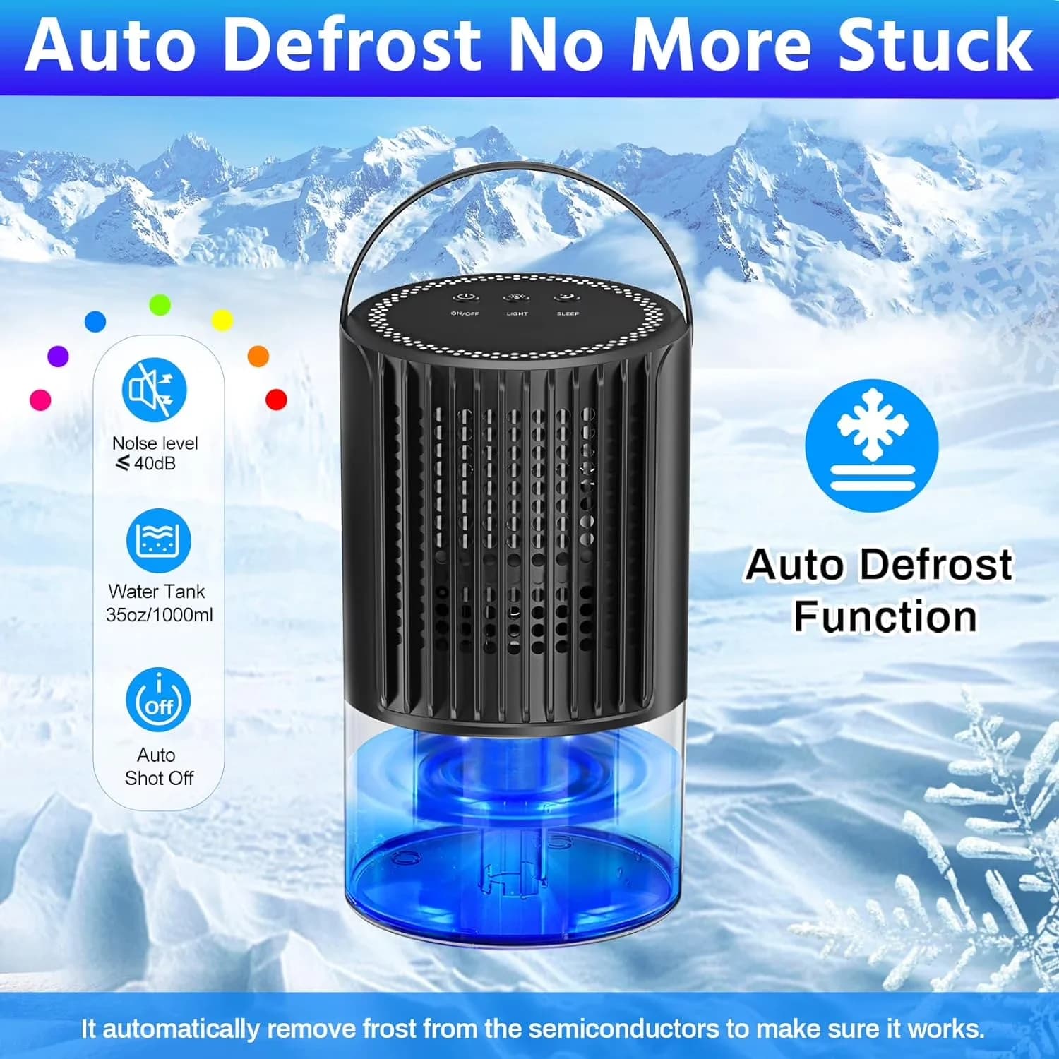 Versatile Dehumidifier with Automatic Defrost Control, dehumidifier for room home - Black for Home Model 9718F7