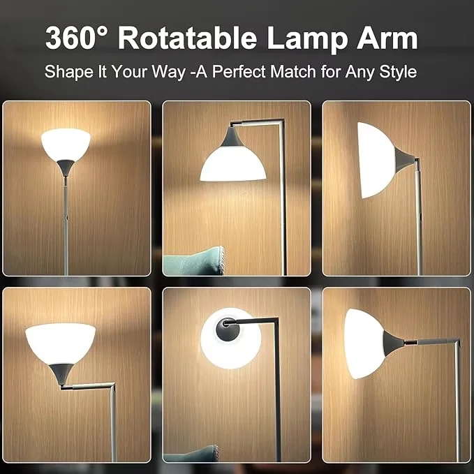 Premium Floor Lamp with LED, Dimmable, LED buld - White Metal Deco for Daily Use Model E4B0E8