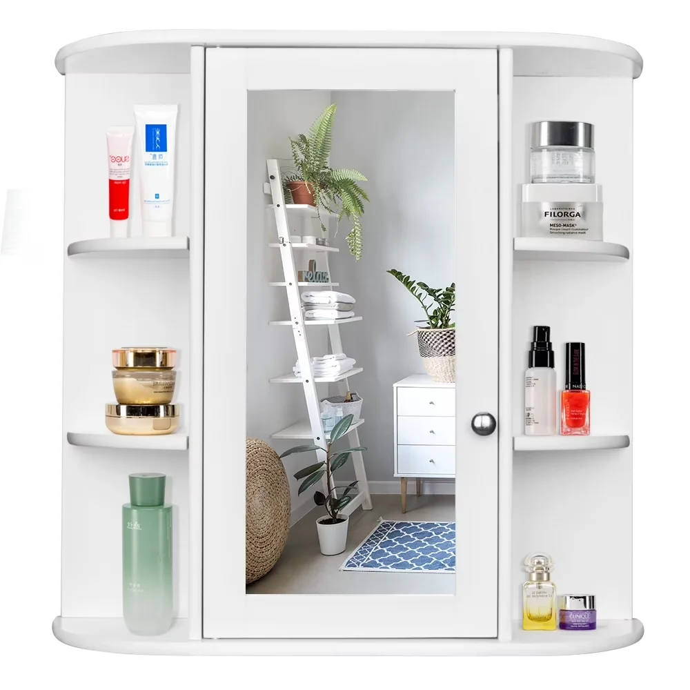 Essential Bathroom Renovation with Modern, Mirror Door & 8 Shelves, Wooden Medicine Cabinet - Mdf Model 1722D6
