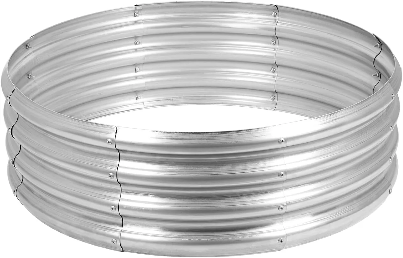 Professional Outdoor Heating with 36-Inch Galvanized Fire Pit Ring - Silver Metal for Outdoor, Camping Model DF4393