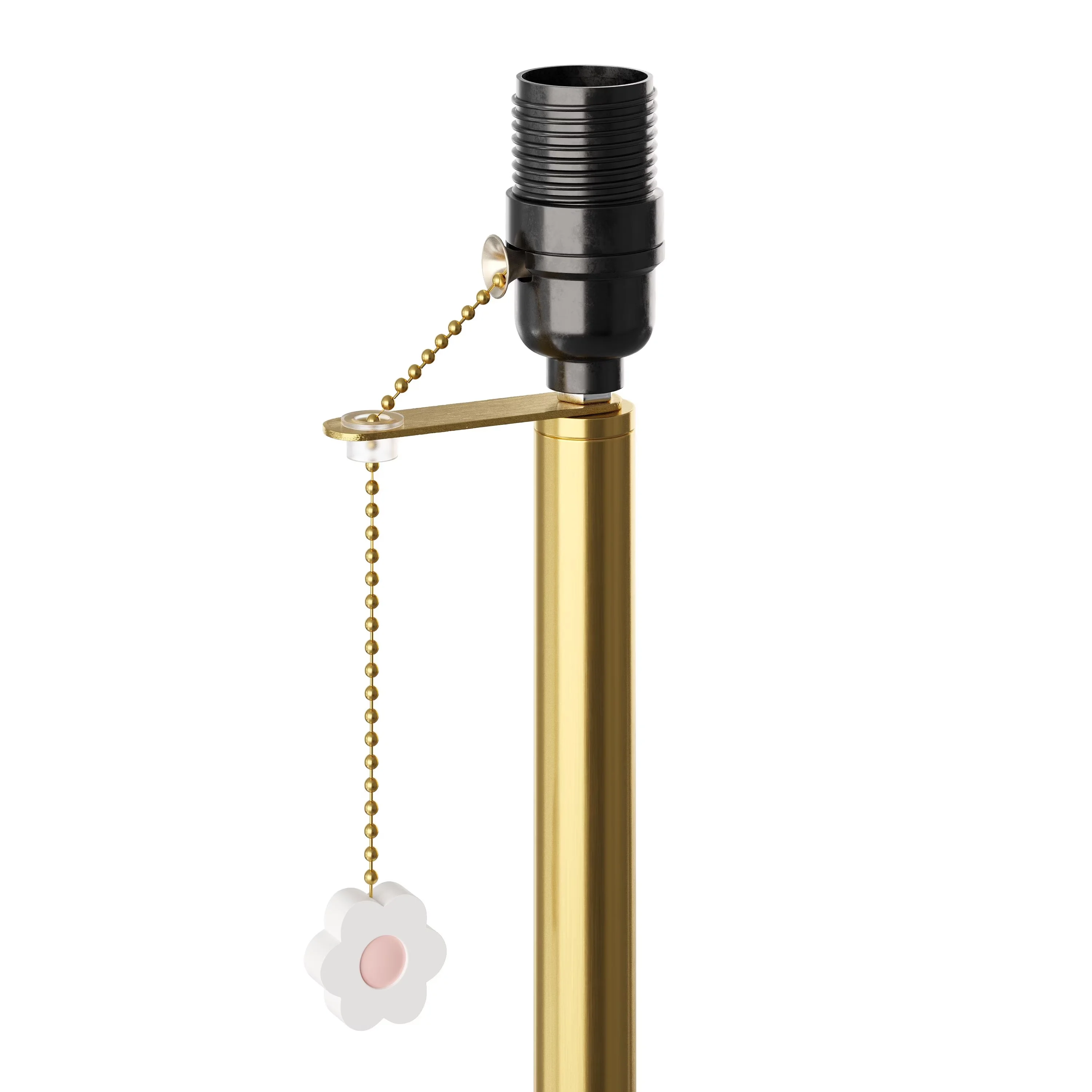 Lamp Quality with Incandescent, Standard Lamps, 58" Antique Brass Daisy Floor - Metal, Fabric Gold Model 519A81