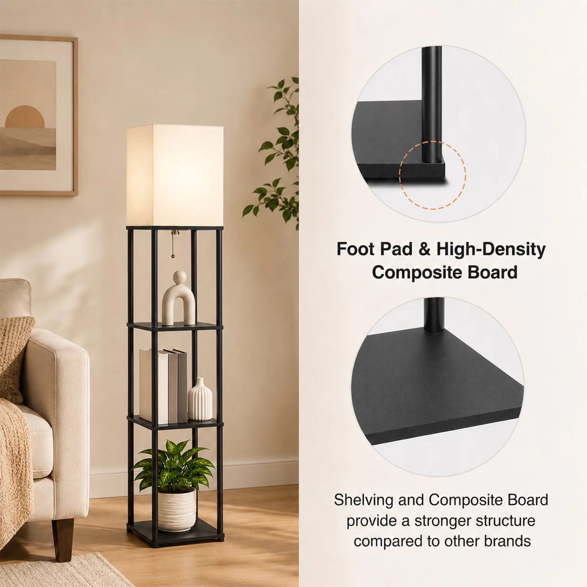Lamp Quality with LED, 9W, Modern - Black, White Metal for Living Room, Bedroom Model 899336