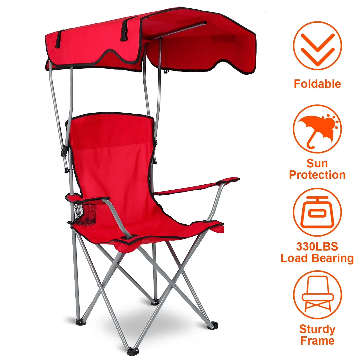 Reliable Beach Chair with Foldable, Portable, Cup Holder - Steel - Contemporary Style Model 69C68D