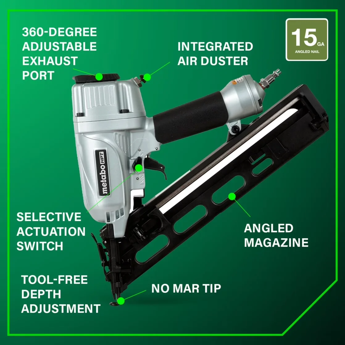 Classic Air Tools Compressor with Lightweight, Adjustable, Pneumatic 15-Ga Angled Finish Nailer - Multicolor Model A0D2F2