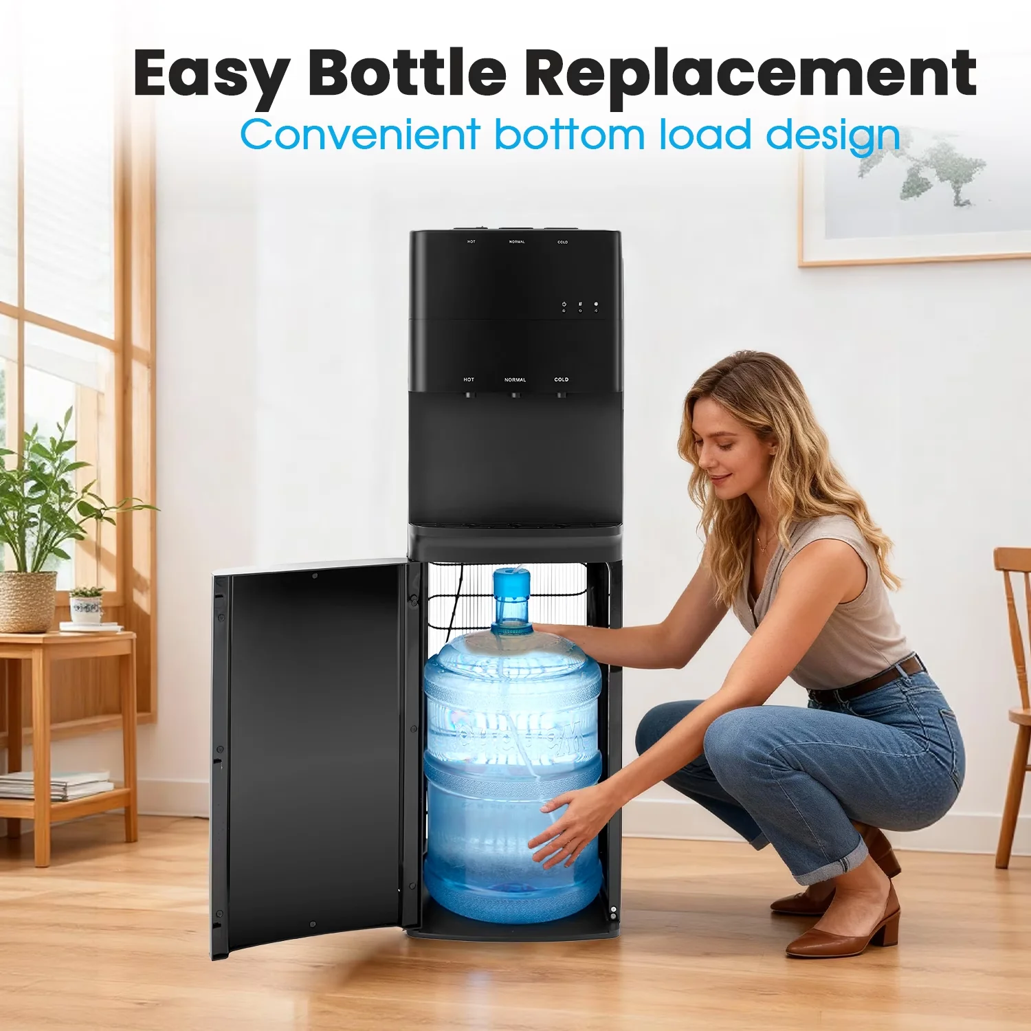 Water Filtration Classic with Energy Saving, Child Safely Lock - Black Stainless Steel Model 8FC6B1