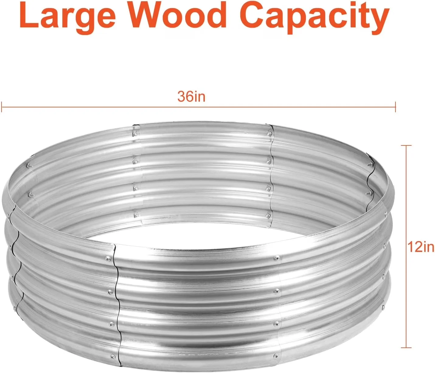 Professional Outdoor Heating with 36-Inch Galvanized Fire Pit Ring - Silver Metal for Outdoor, Camping Model DF4393