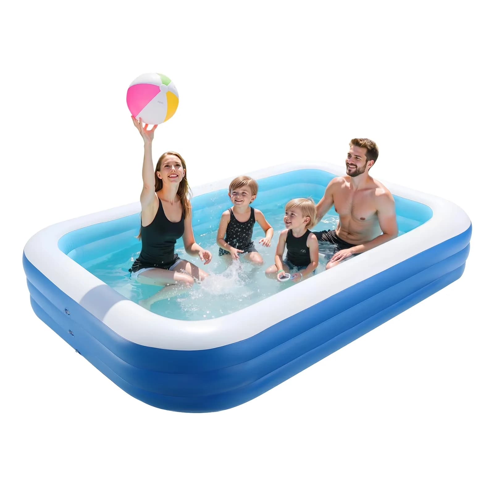 Essential Inflatable Pool with Family Large Swimming Pools, Repair Patches, Blow Up Pools - Blue for Indoor, Outdoor Model 655C6E