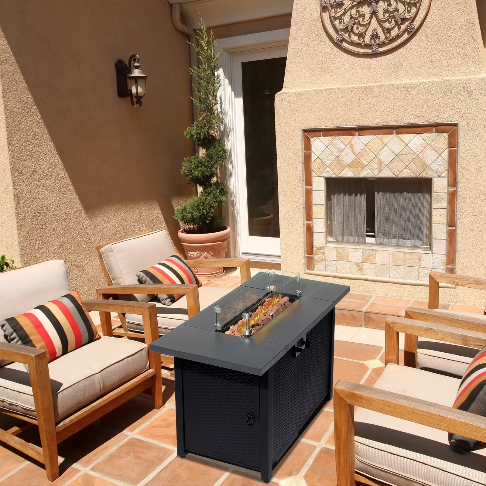Stylish Outdoor Heating with 50000 BTU, Portable - Stainless Steel, Alloy Steel Black Model 2FA9FF