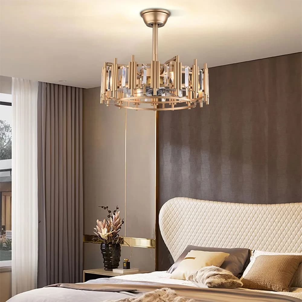 Modern Ceiling Fan with Farmhouse, Remote Controlled, Remote Control (Gold) - Acrylonitrile Butadiene Styrene, Metal Gold Model 840ABF