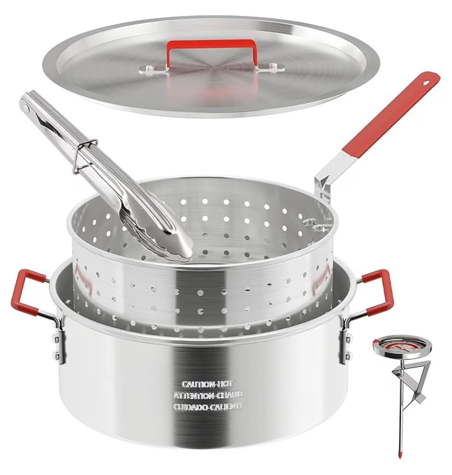 Versatile Outdoor Fryer with 10QT Aluminum Fish Pot |, Lid & Tong | Deep - Aluminum Model D9919A