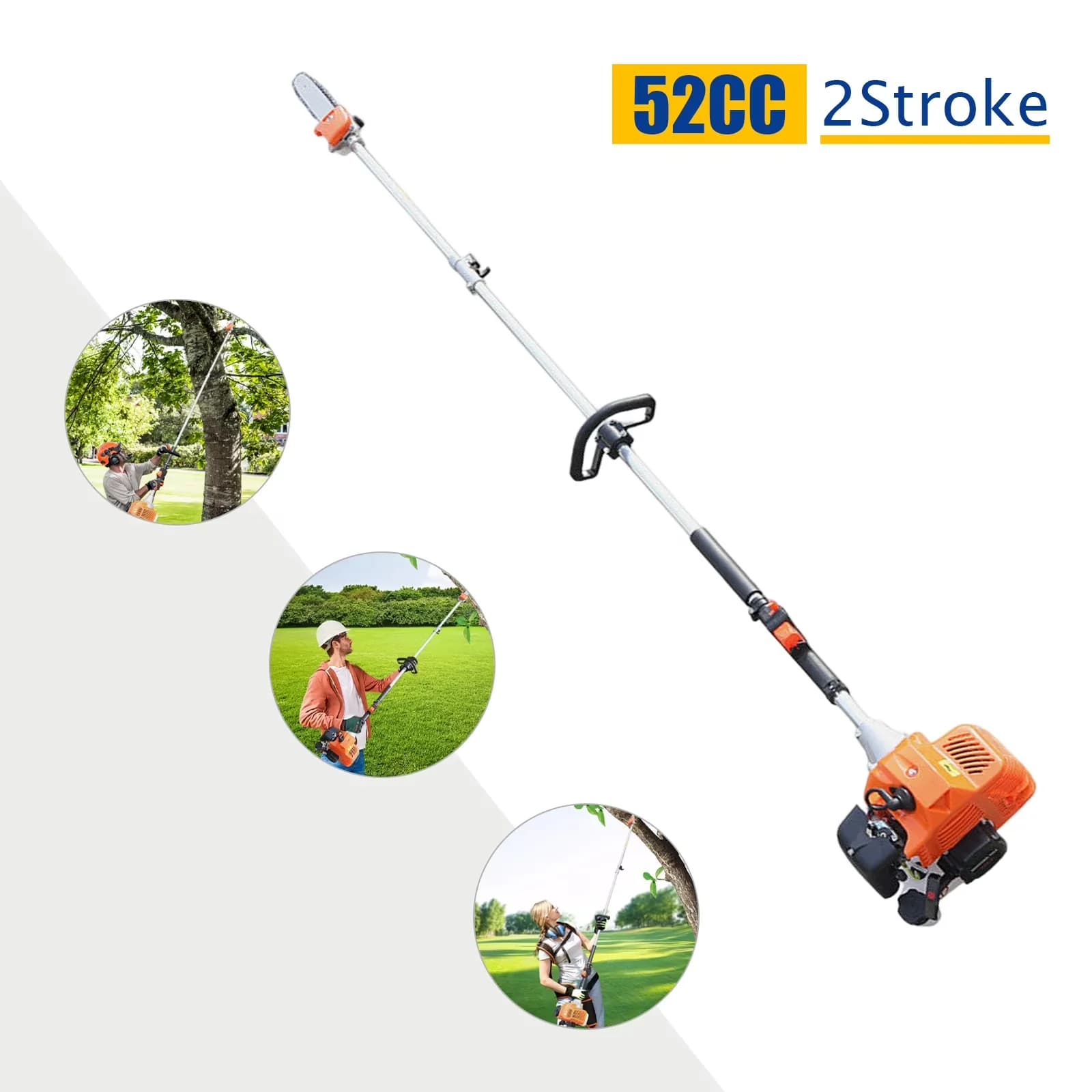 Sleek Pole Saw with Single Cylinder Air-Cooled, Low Fuel Consumption - Orange Model 9915BB