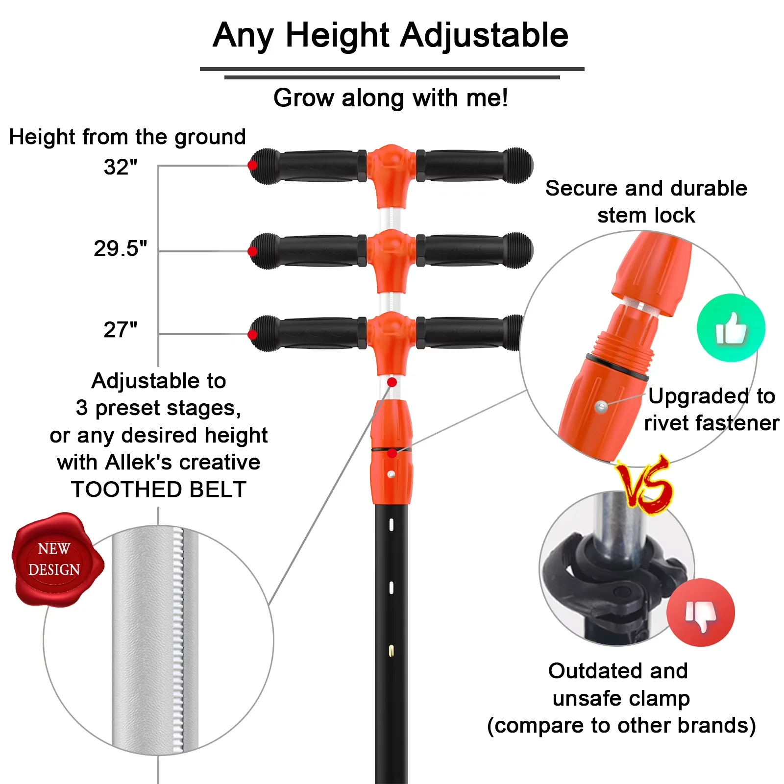 Scooter Essential with Kick B03 - Red Aluminum - Space-Saving Design Model 76E39E