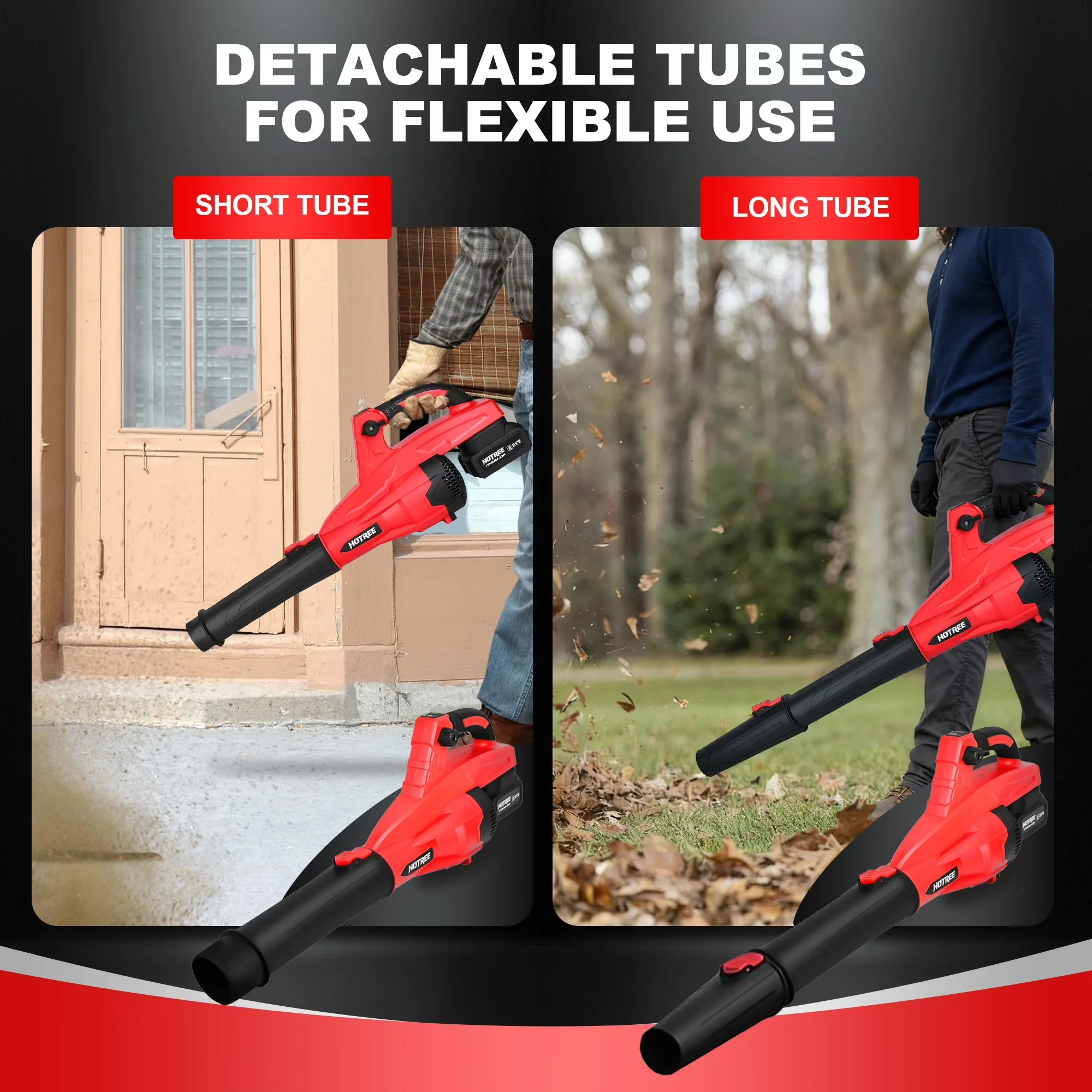 Leaf Blower Stylish with Battery, 2×2.0Ah Batteries and Charger, Lightweight for Patio - Model 7BE023