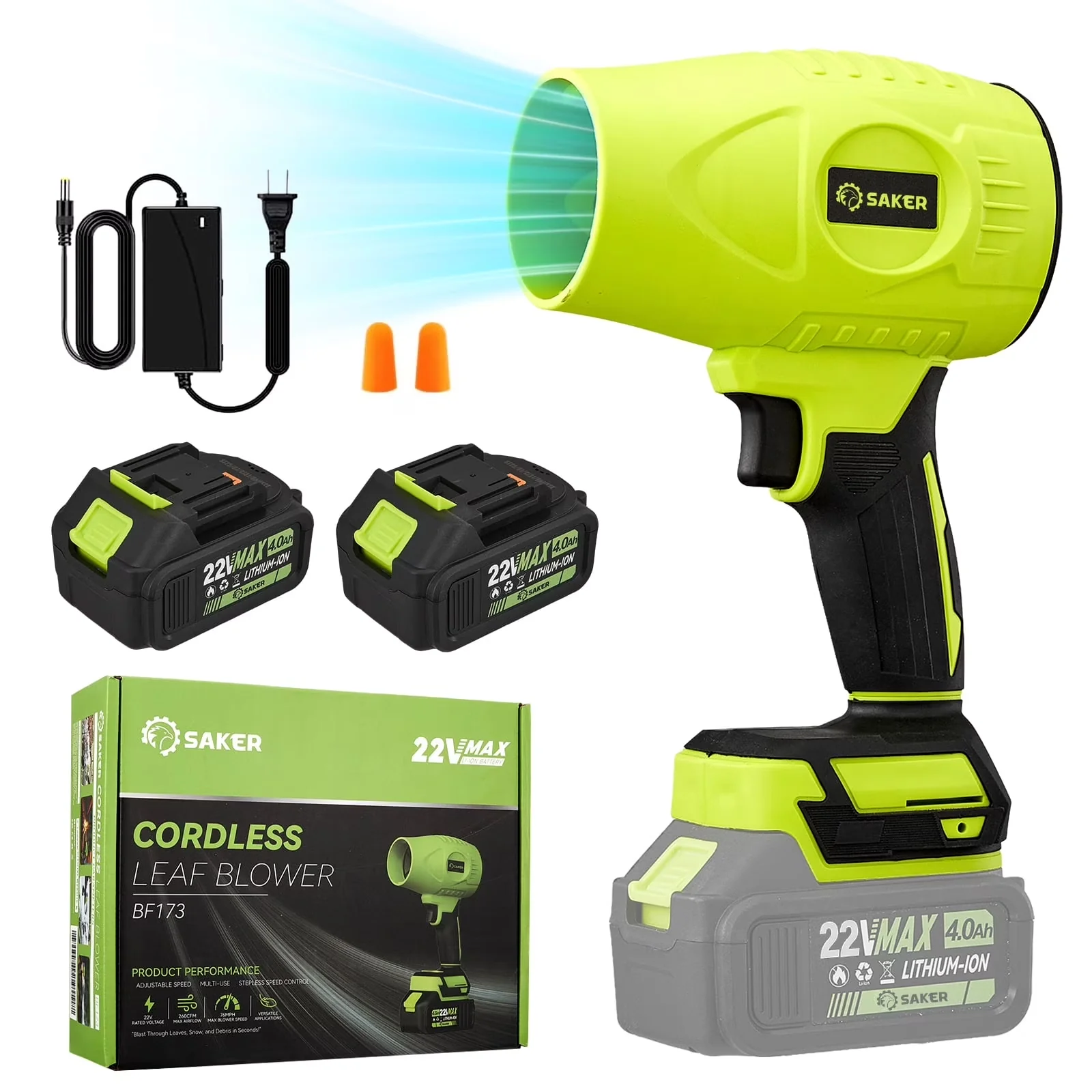 Compact Leaf Blower with Battery, Portable Handheld, Electric Cordless - Model D154A3