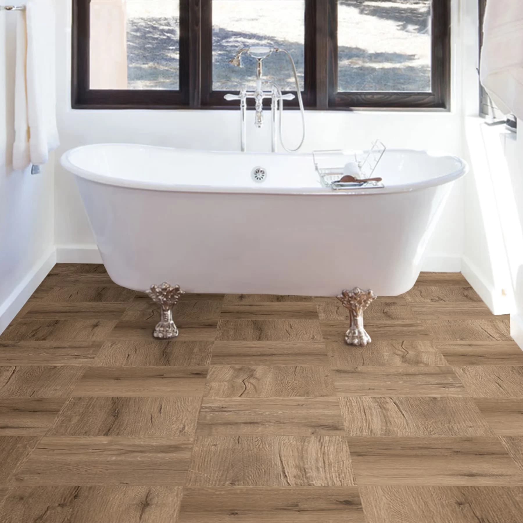 Modern Grey Vinyl Flooring Vinyl Plank Flooring with Water-Resistant, Easy Installation - Virgin Vinyl Brown Model F1911A