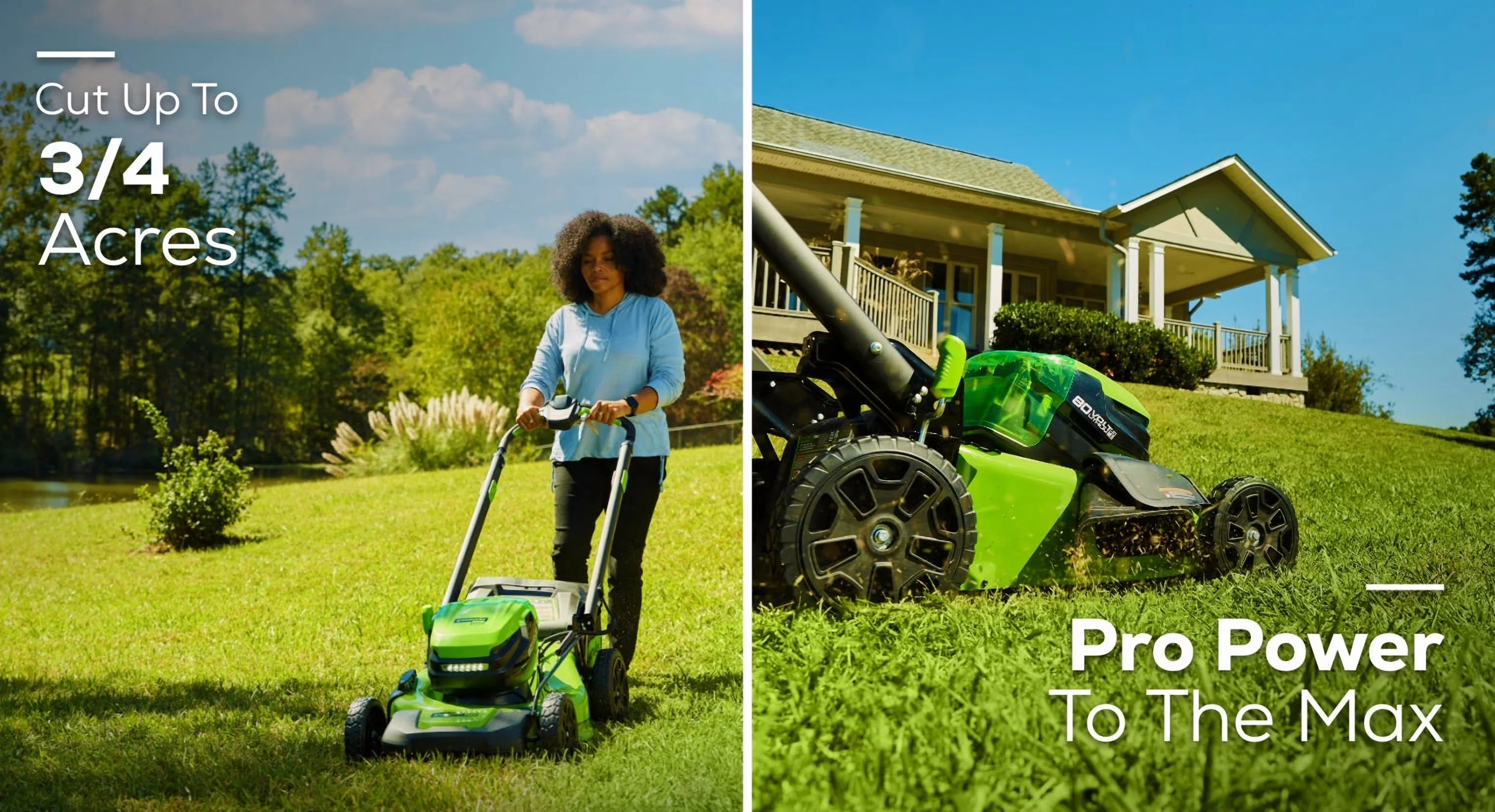 Push Mower Compact with Battery, 80V, Brushless Motor - Green for Daily Use Model 19AC67