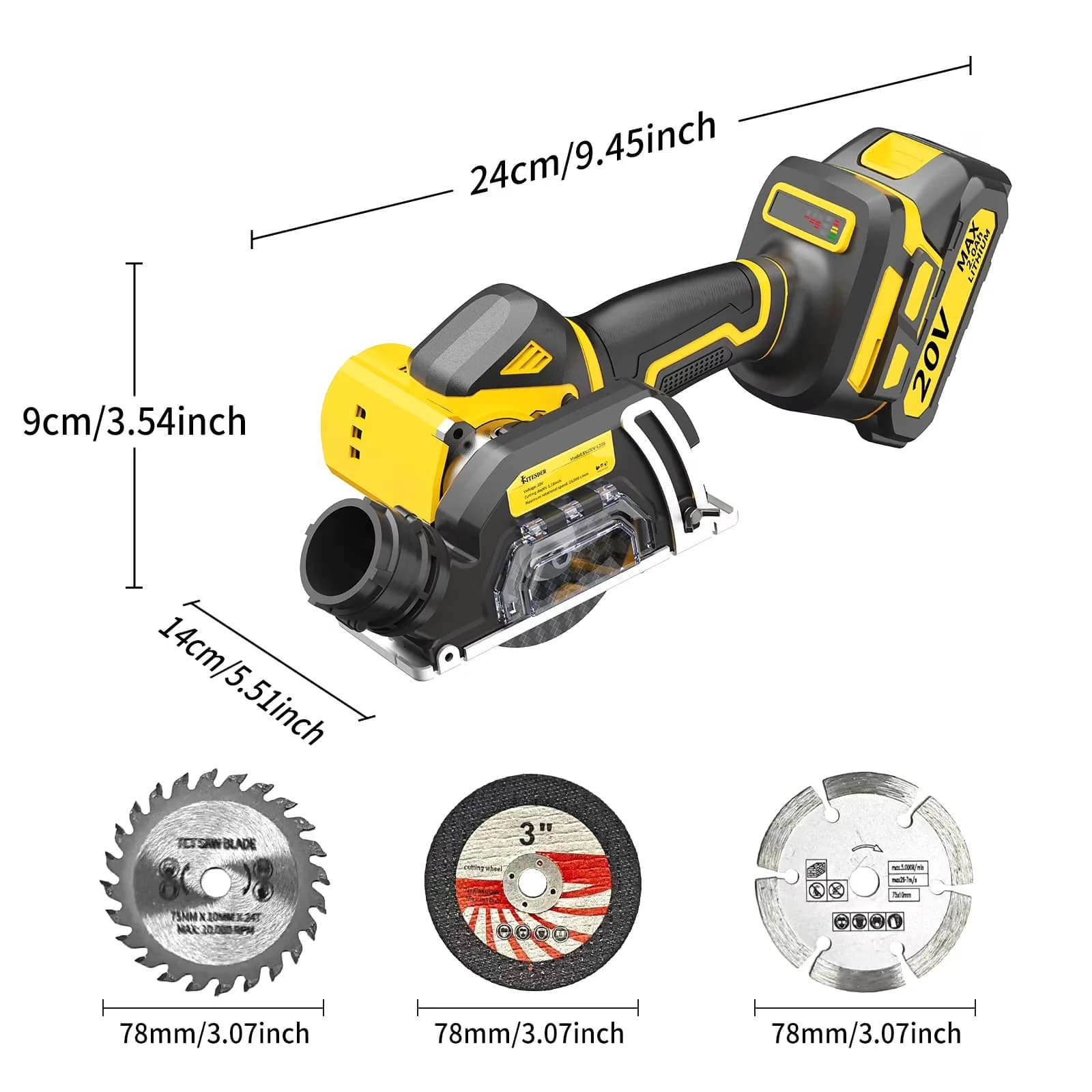 Compact Power Tool with Battery, 20V, Lightweight - Premium Collection Model 754EDD