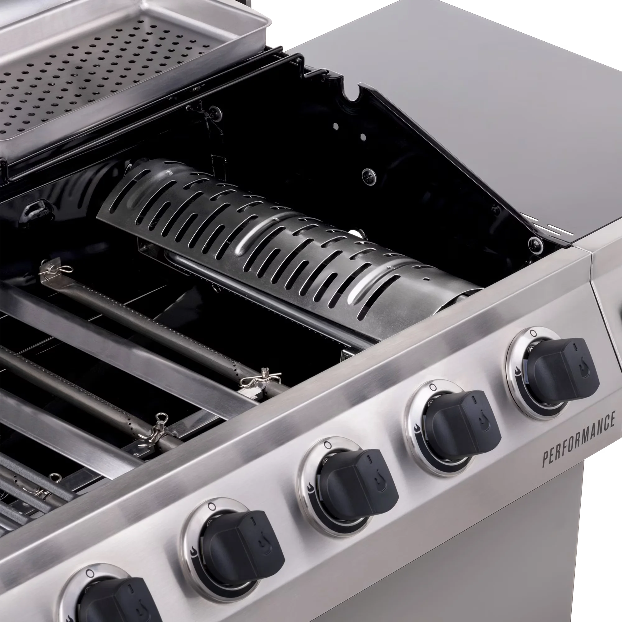 Durable Gas Grill with Enclosed Cabinet, Heat Thermometer - Stainless Steel Model 66F0D2