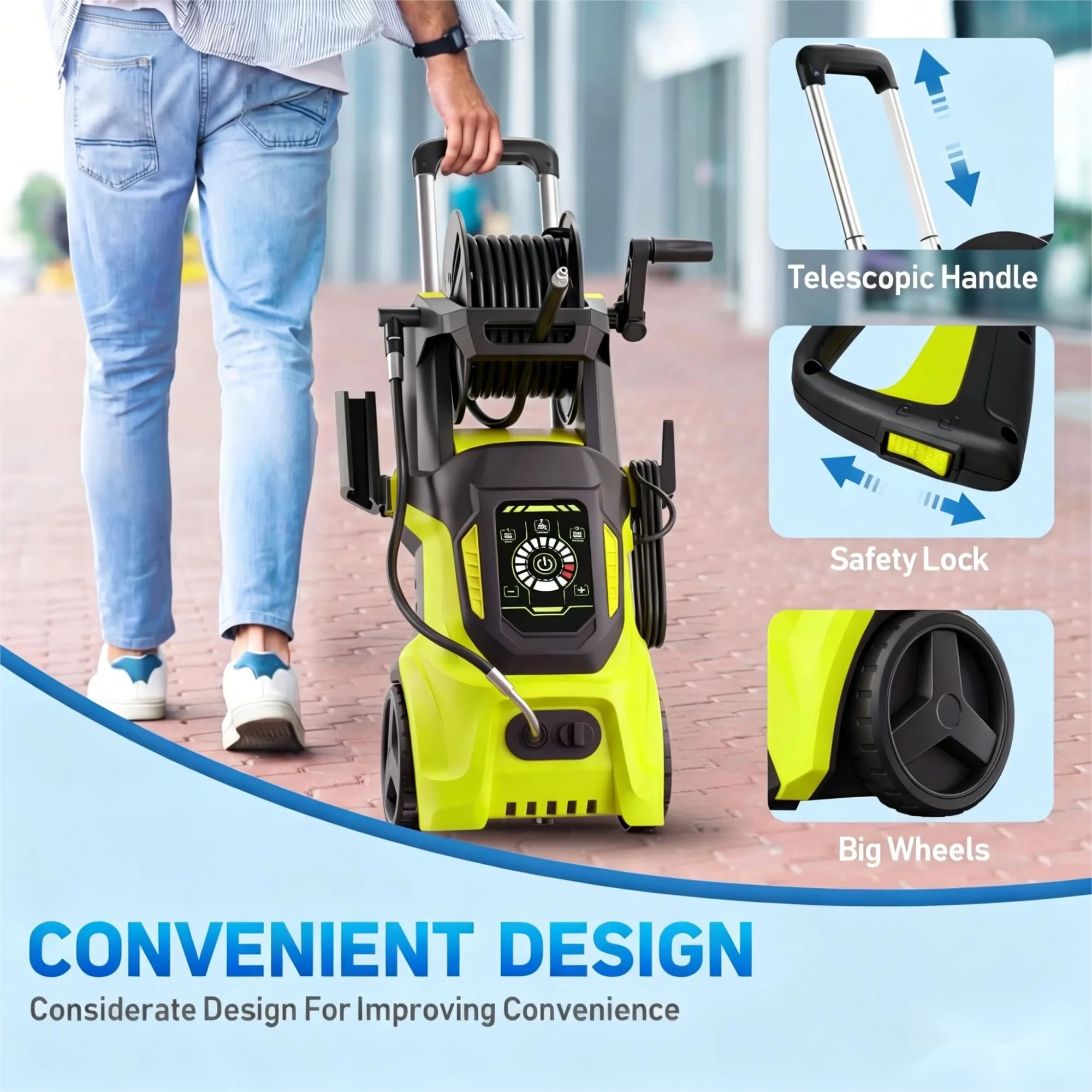 Quality Pressure Washer with Quick Connect Fittings, Kink Resistant Hose - Model B24D91