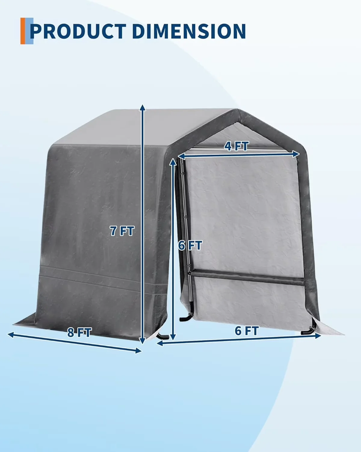 Classic Shed with Waterproof, Size: 6Ft x 8Ft x 7Ft, Frame Material: Metal - Beige Pe Tarp Model EFF56F