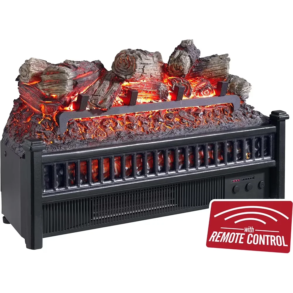Portable And Electric Space Heater Versatile with Temperature Controlled, 23" width fits most firebox openings - Black Model 487A56