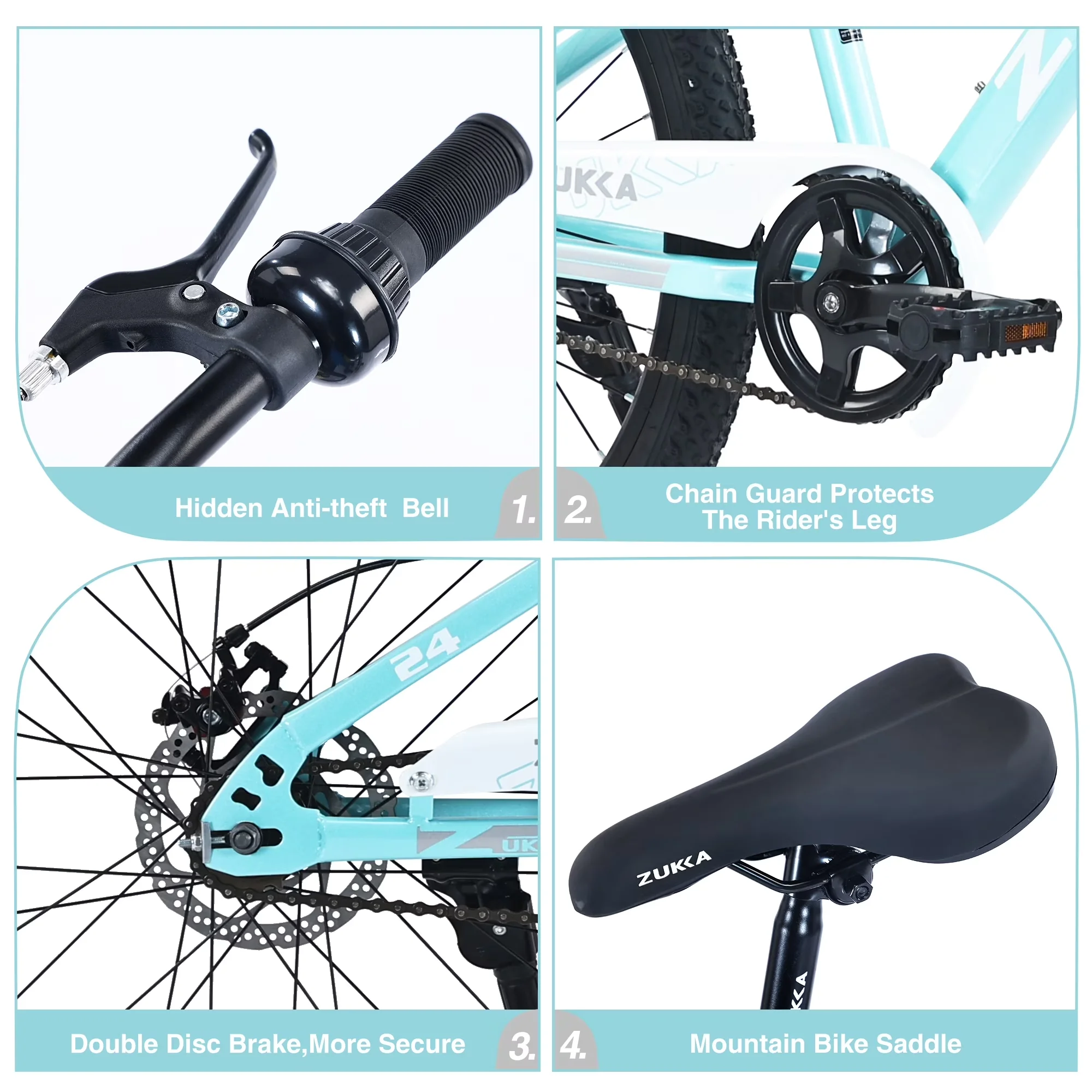 Efficient Mountain Bike with Adjustable Height, Adjustable Seat Height - 24" Blue Model 1F8DBB