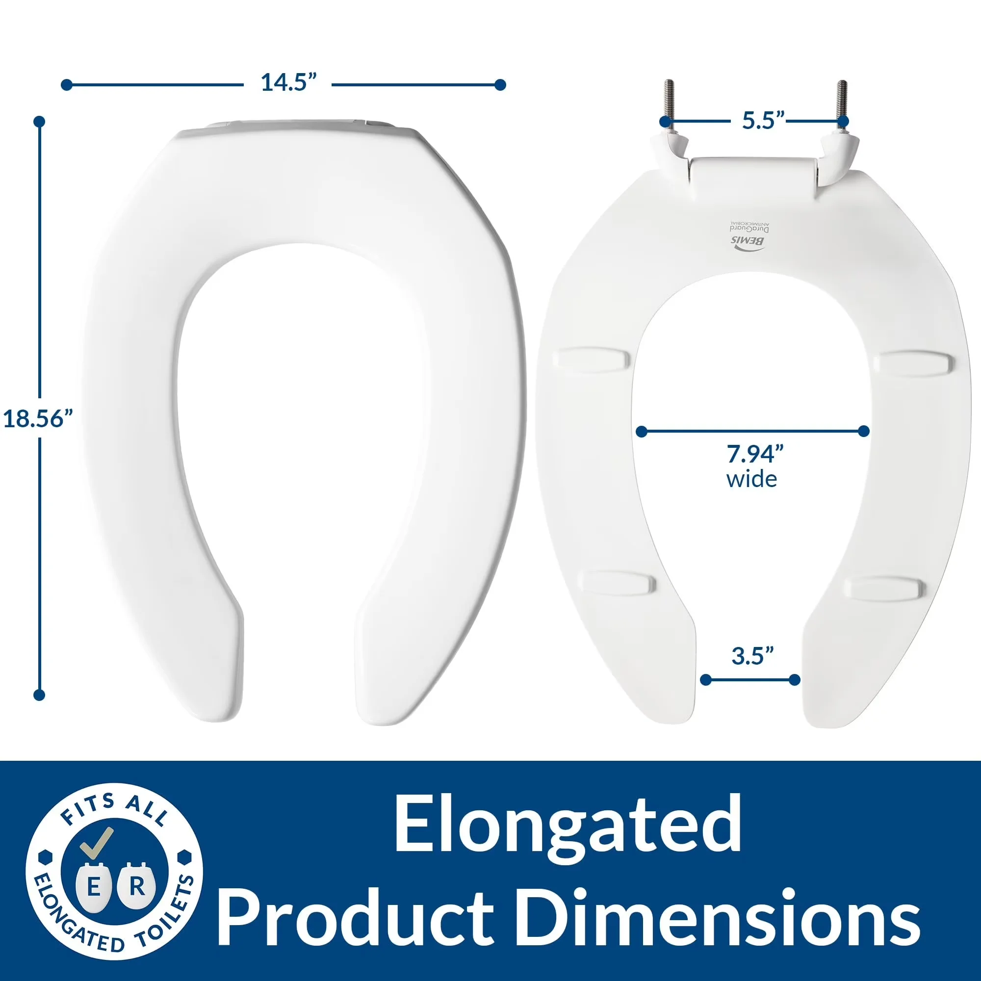 Versatile Toilet Seats And Lid with Antimicrobial, Material: Plastic - White Plastic Model FBABCF