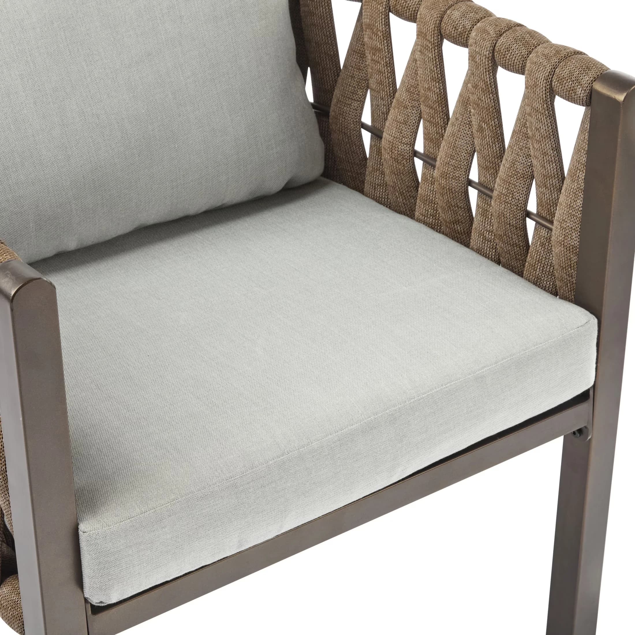 Sleek Patio Chair with Modern, Rust Resistant, Contemporary - Brown Steel Model FB5058