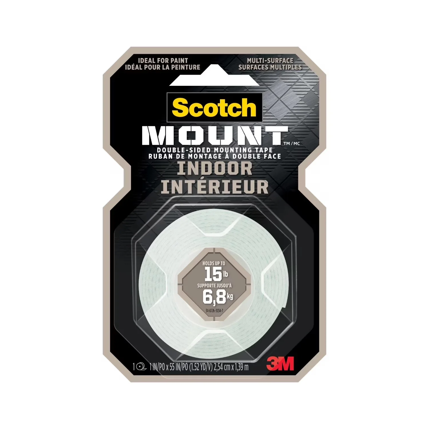 Damage-Free Hanging Efficient with 1 in x 55 in, Mount Indoor Double-Sided Mounting Tape - White Model B60D60
